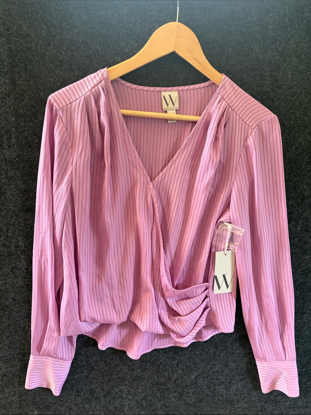 Worthington Lavender Pleated Wrap-Front Blouse